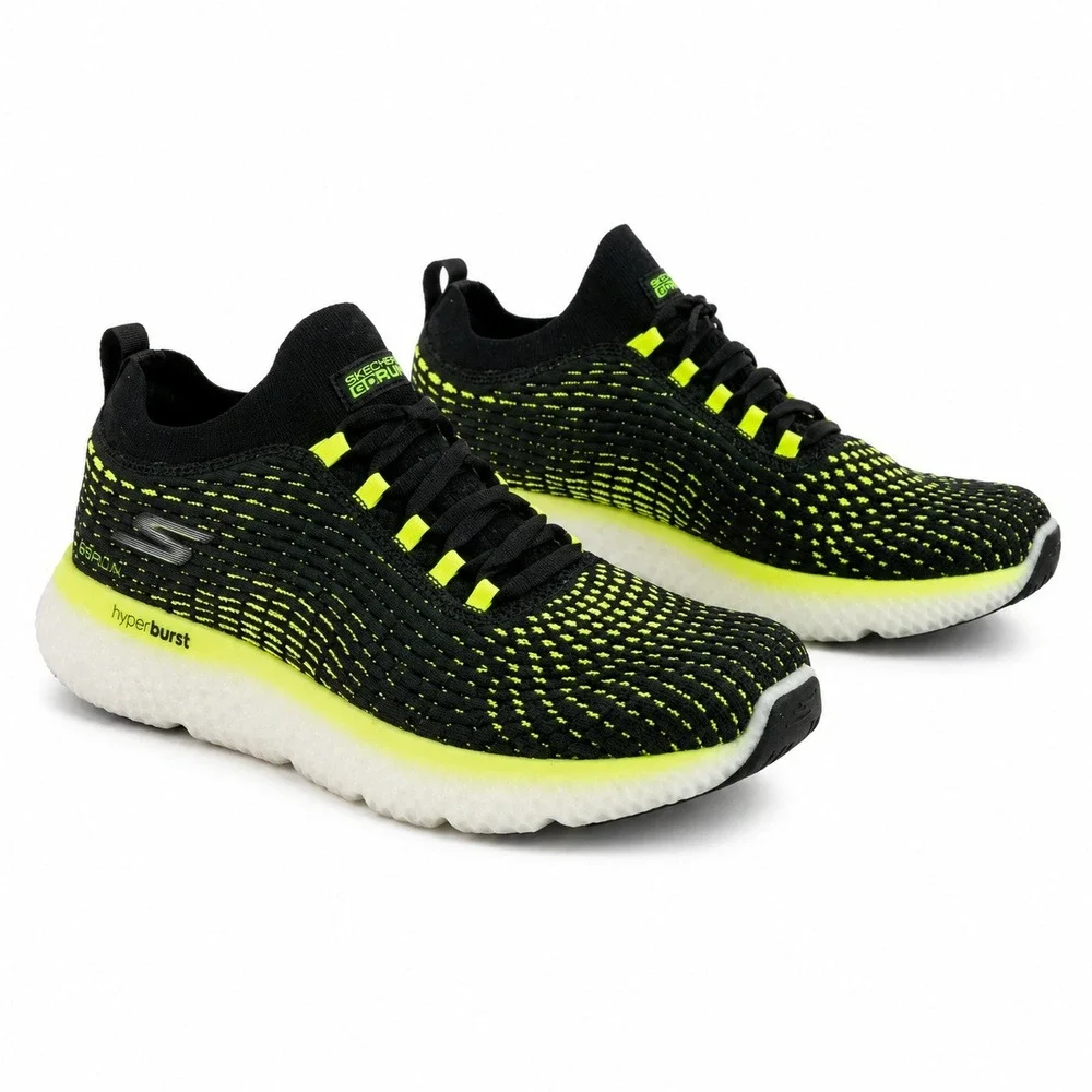 Skechers Running Shoes Mens 11 Black Lime GOrun Max Road 4 Hyper 55223 BKLM Knit